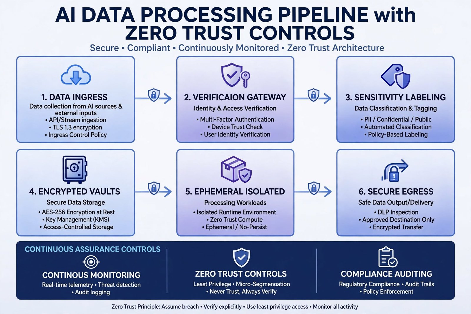 AI data processing pipeline with Zero Trust controls